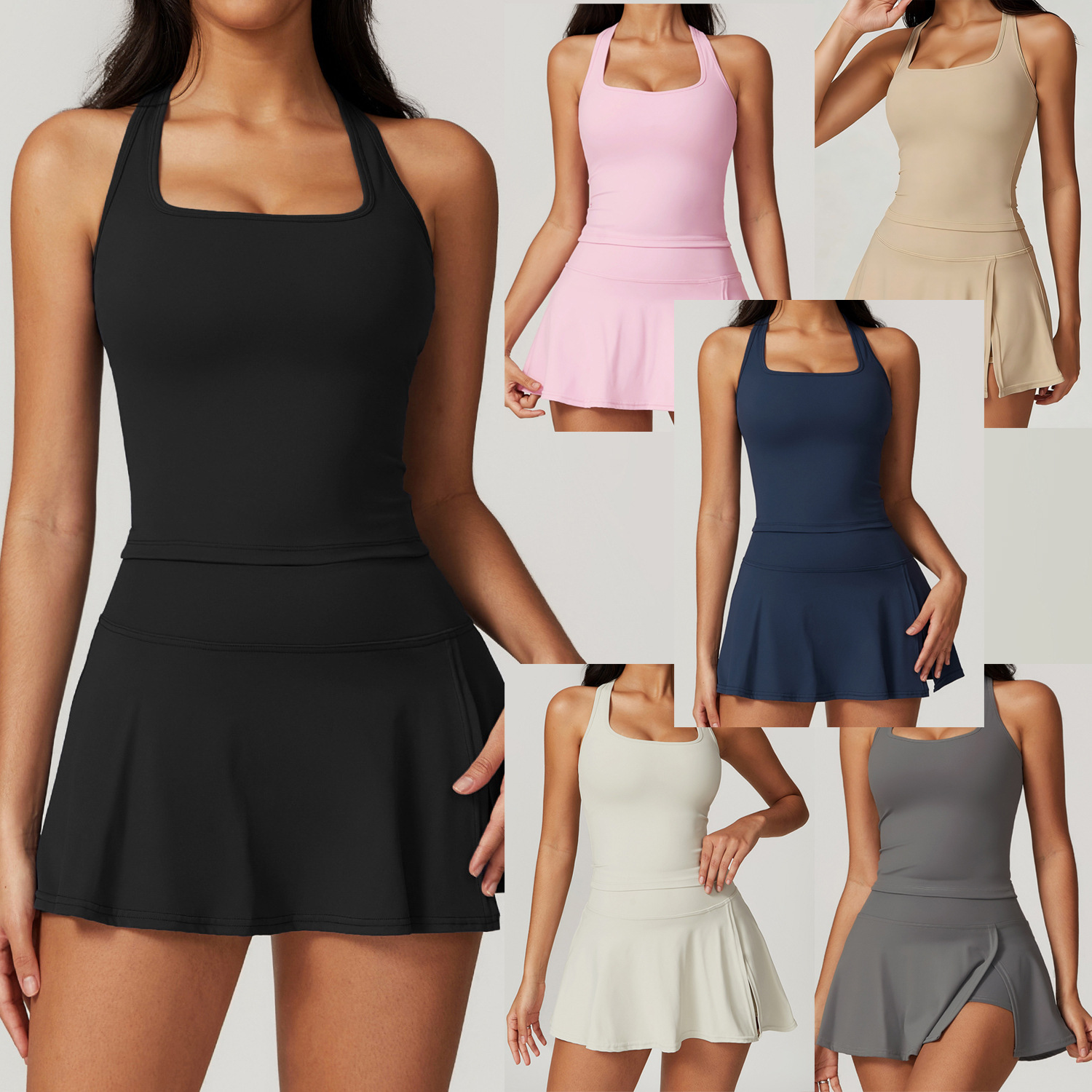 V Neck Cami Top - Kadınlar için 2 Parça Tenis Elbiseleri