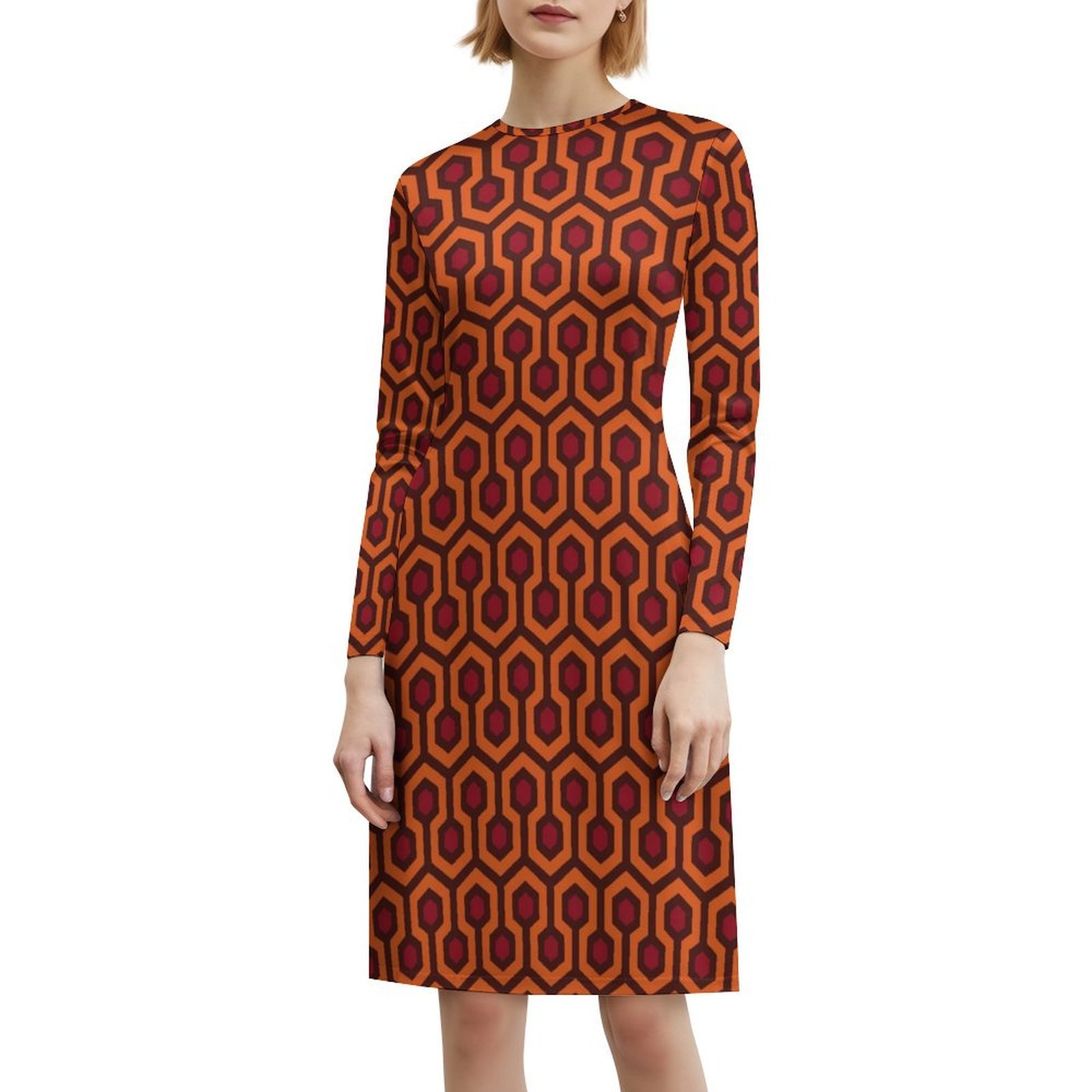 Women Fashion Gown - Overlook Desenli Boho Şık Elbise Zarif