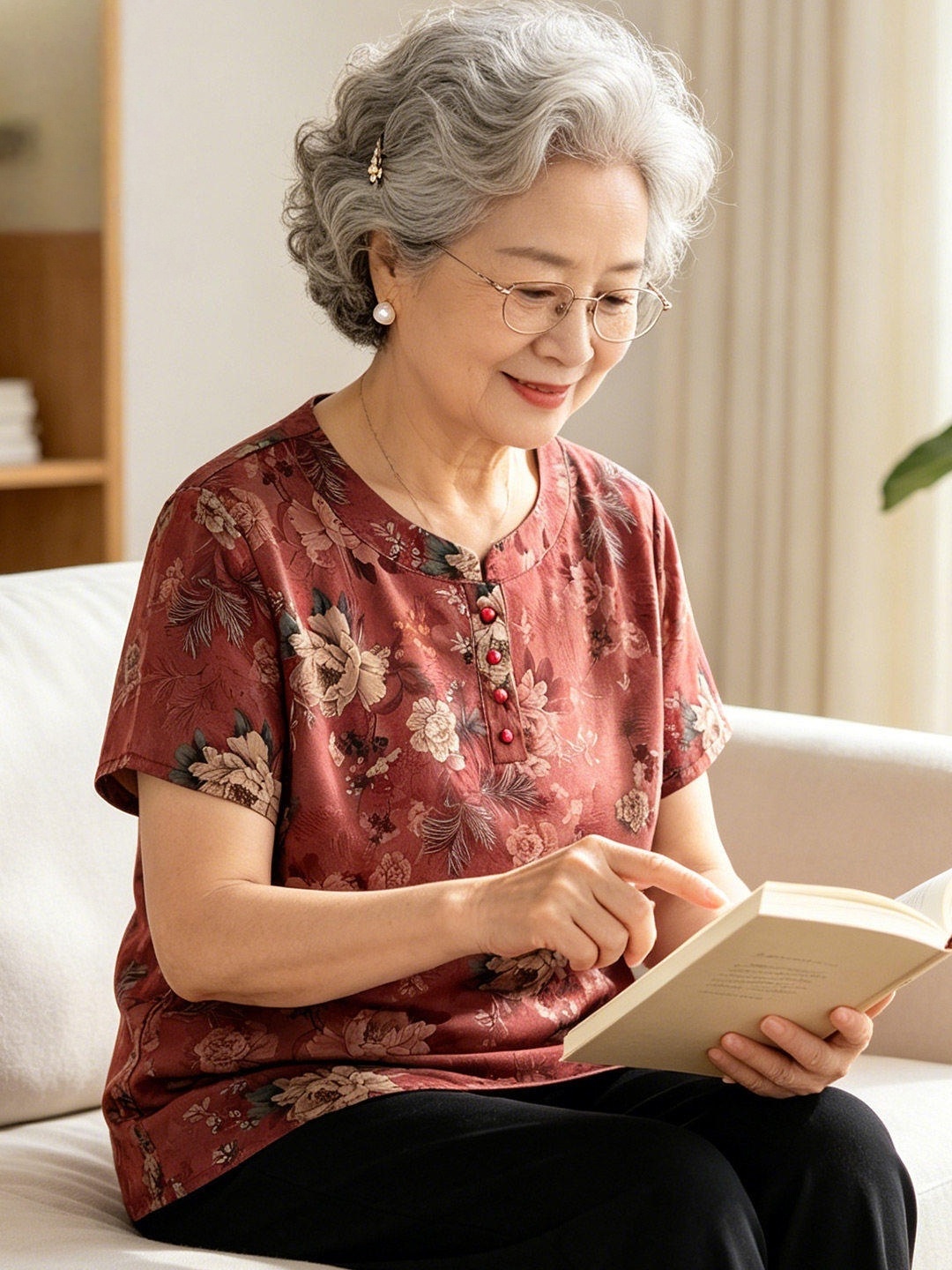 Women Fashion Over 60 - Yaz Modası yuvarlak boyun kısa kollu