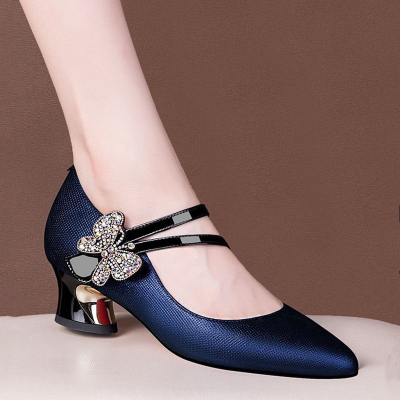 Women'S Fashion Vogue - FHC Sığ Deri Orta Topuklu Ayakkabı,