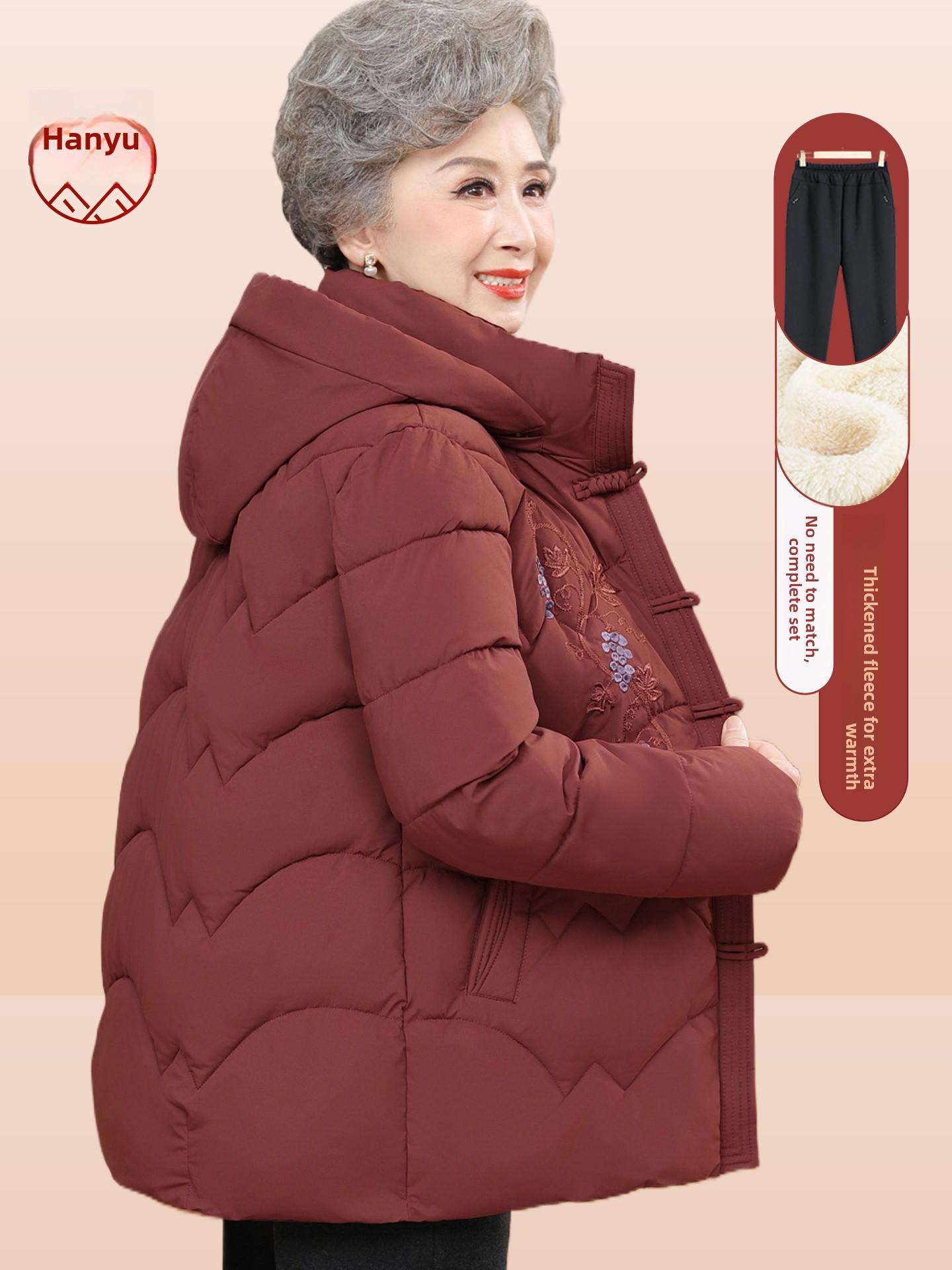 Women Fashion Over 60 - Yaşlı Kadınlar İçin Kalın İşlemeli Polar