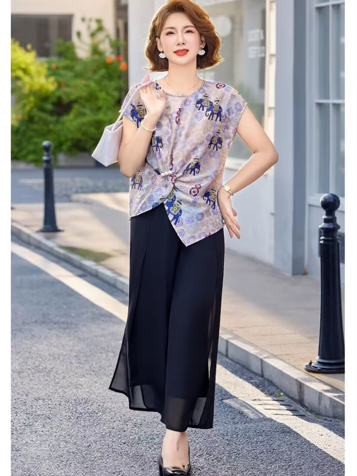Women Fashion Over 60 - Moda Yazlık Kıyafet Seti Kısa Kollu