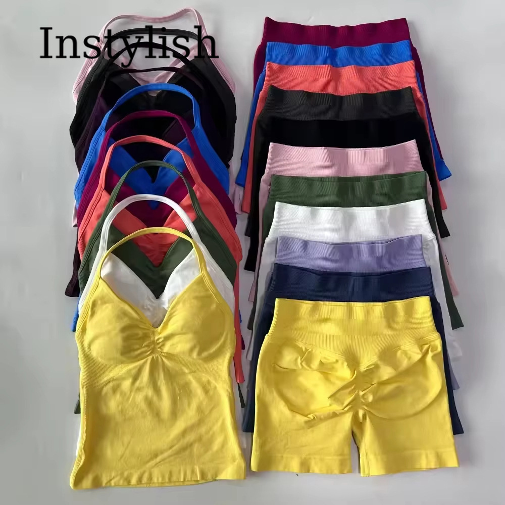 V Neck Cami Top - Kadınlar İçin Dikişsiz Yoga 2 Parça