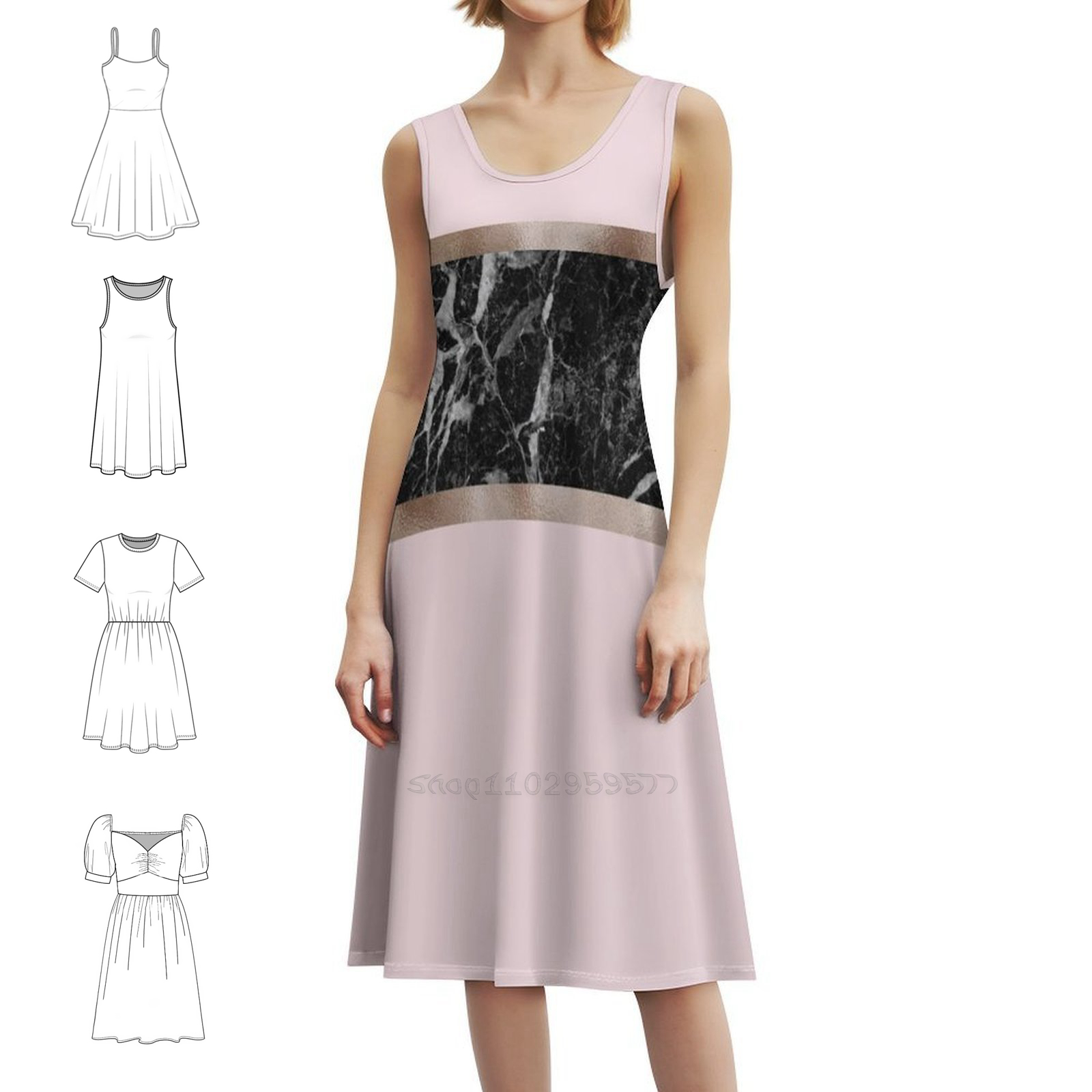 Çilek ve Krem-Siyah Mermer ve  - Women Fashion Gown incelemesi ve fiyatı