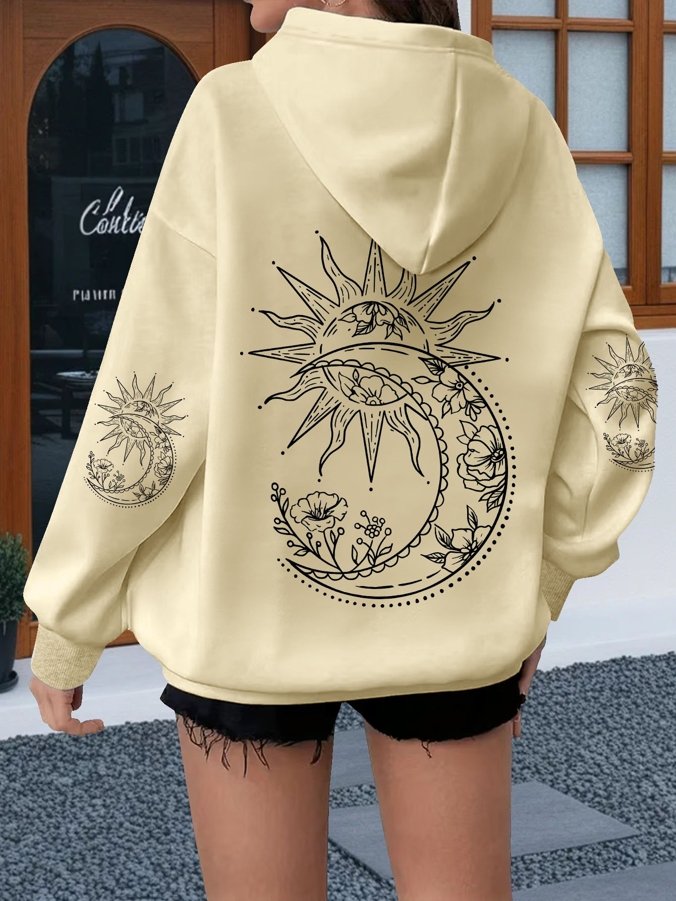Kadın Çiçek ve Güneş Baskılı U - Hoodie Women Oversized incelemesi ve fiyatı