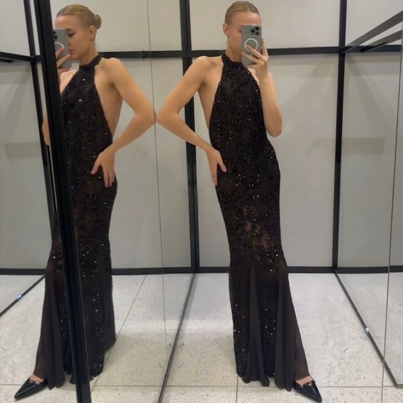 Zarif Pullu Parlak Halter Uzun - Women Fashion Gown incelemesi ve fiyatı