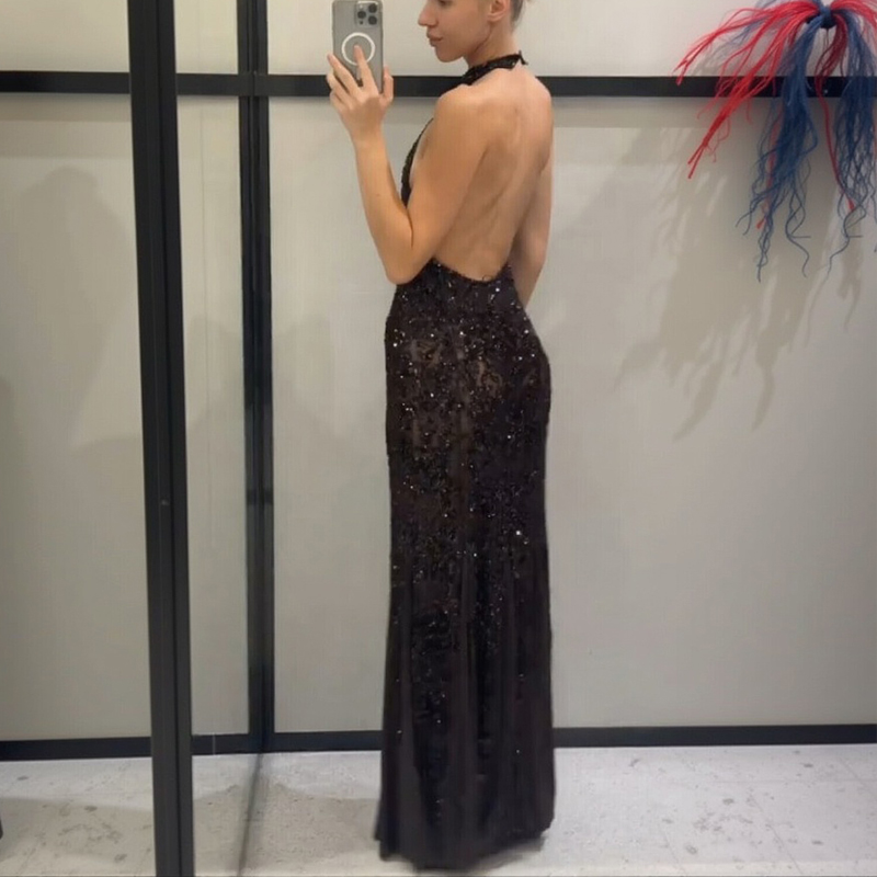 Zarif Pullu Parlak Halter Uzun - Women Fashion Gown incelemesi ve fiyatı