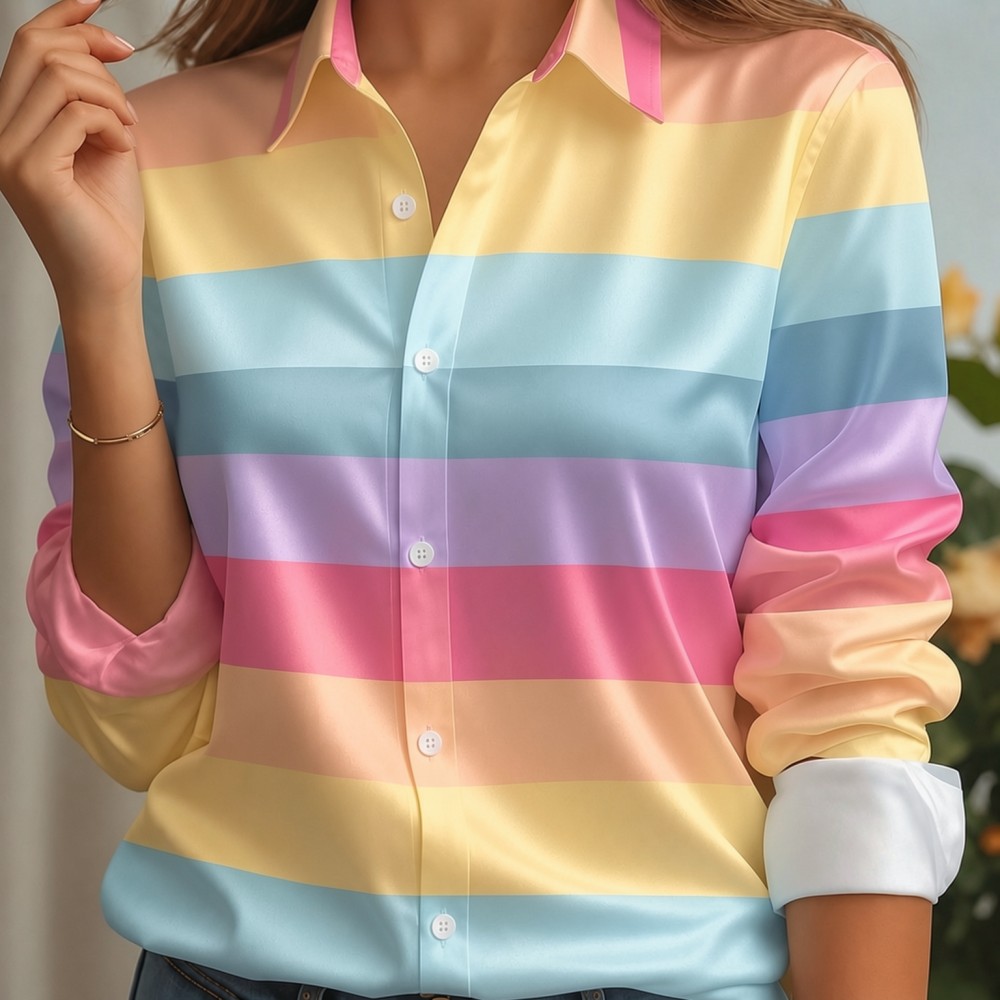 Kadın Saten Yaka Gömlek Pastel - Women'S Fashion Jersey incelemesi ve fiyatı