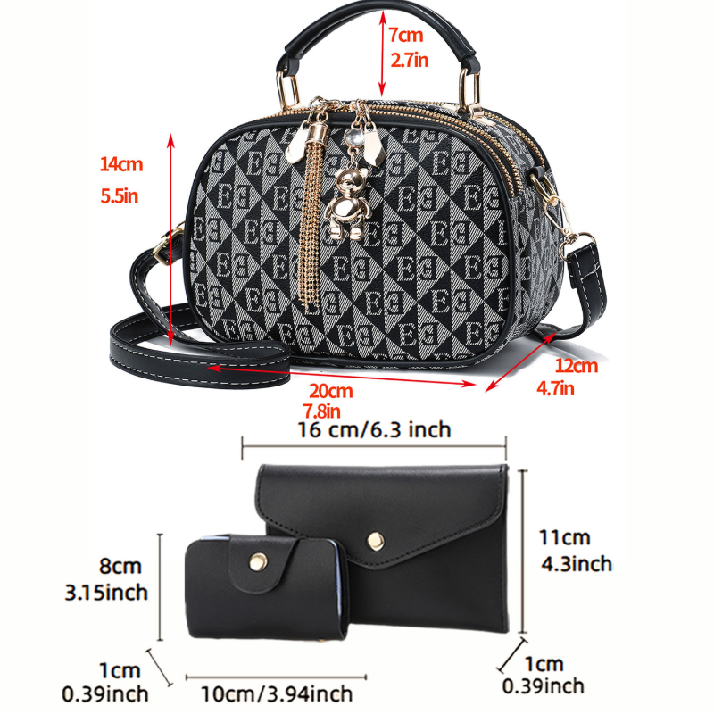 3 parçalı, harf baskılı, mini  - Crossbody Bag Women incelemesi ve fiyatı