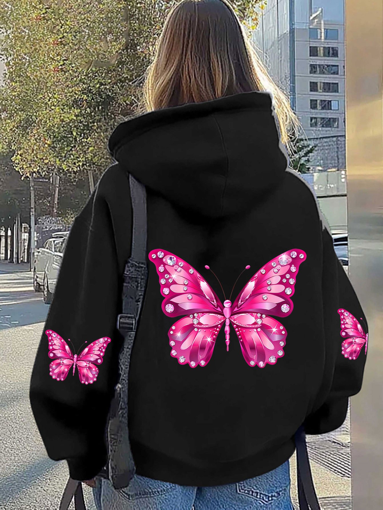 Kadın Kelebek Baskılı Kapüşonl - Hoodie Women Oversized incelemesi ve fiyatı
