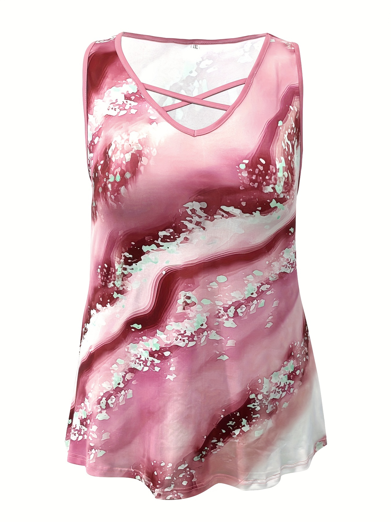 Artı Boyutu Mermer Baskı Tank  - V Neck Cami Top incelemesi ve fiyatı