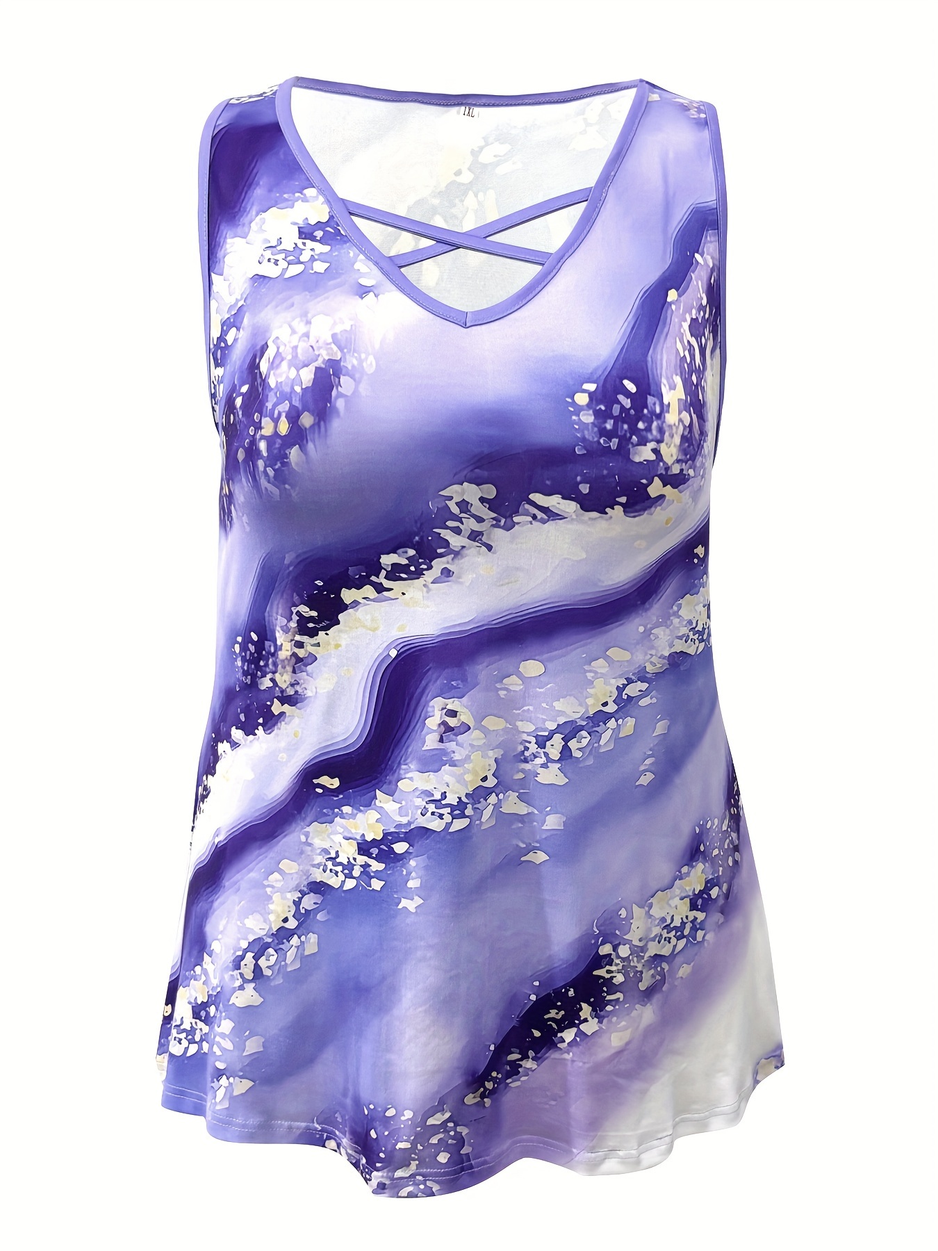 Artı Boyutu Mermer Baskı Tank  - V Neck Cami Top incelemesi ve fiyatı