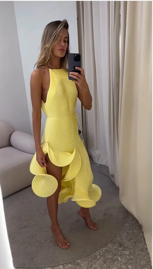 Kadın Zarif Sarı Askılı Uzun E - Women Fashion Gown incelemesi ve fiyatı